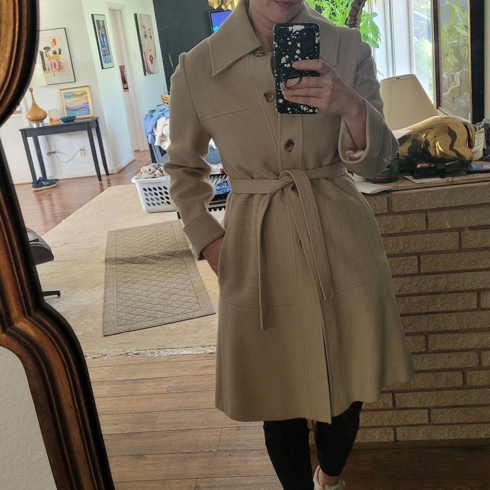 Vintage Sakowitz Cashmere Button Coat with Self Tie - Picture 7 of 14